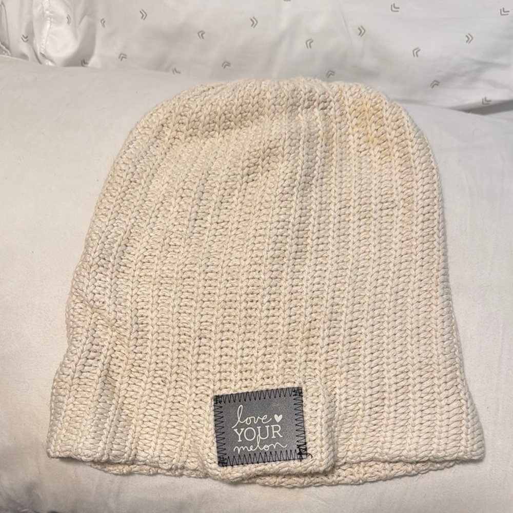 Love Your Melon Cream Knit Beanie
